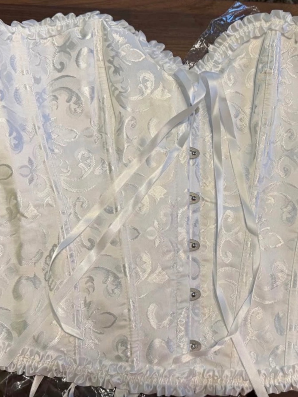 Satin like white corset